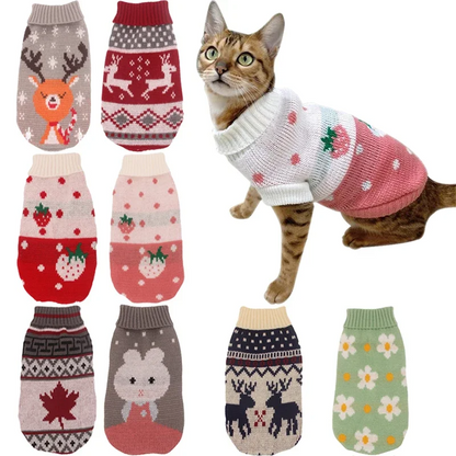 Christmas Dog Sweater - Winter Warm Pet Clothes for Small & Medium Dogs and Cats, Knitted Corgi & Teddy Coat, New Year Supplies