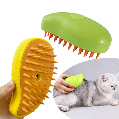 Electric Cat Steam Brush - Soft Silicone Pet Comb for Kitten Grooming, Hair Removal, and Bathing