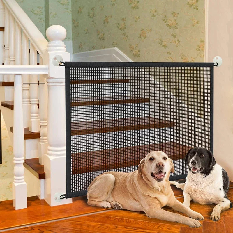 Pet Dog Safety Barrier Fence Folding Mesh Gate with 4 Hooks