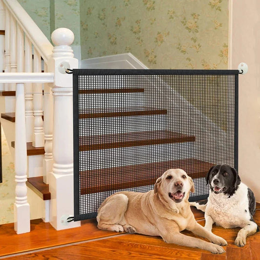Pet Dog Safety Barrier Fence Folding Mesh Gate with 4 Hooks