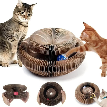 Magic Cat Round Corrugated Scratching Board with Ball Toy & Climbing Frame for Kittens