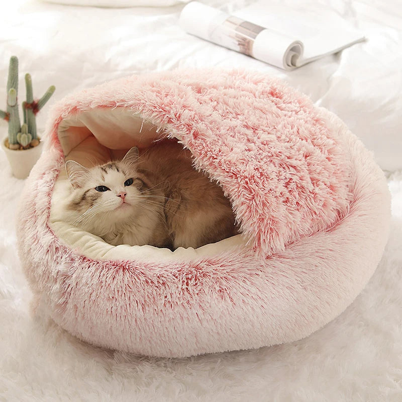 Warm Plush Cat Bed, Round Pet Mattress & Sleeping Nest for Small Dogs & Kittens