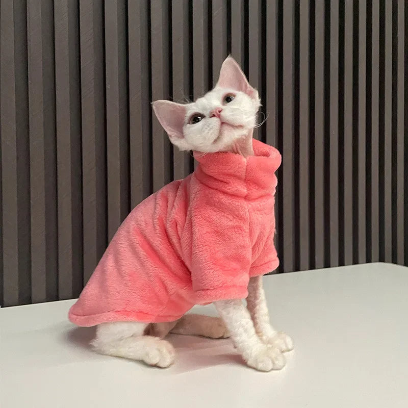 Fashionable Sphynx Cat Sweater & Pet Hoodie, Kitten Clothing & Jumpsuit for Cats and Small Dogs