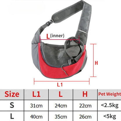 Portable Mesh Pet Front Backpack - Breathable Dog Shoulder Carrier for Travel