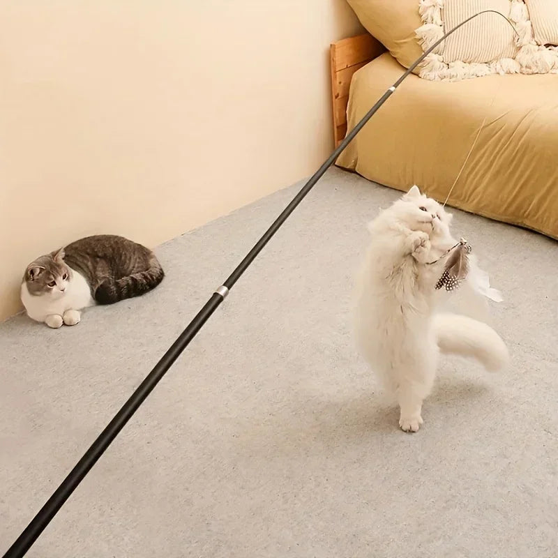 Telescopic Cat Teaser Wand – 4-Section Extendable Rod with Cartoon Design