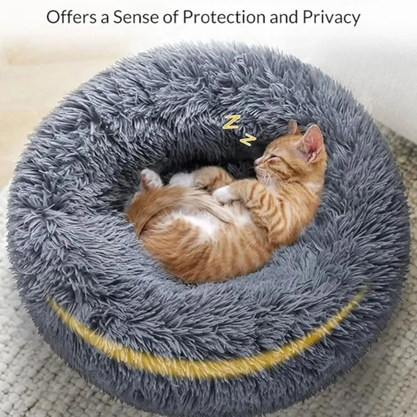 40-90cm Round Plush Pet Bed - Winter Warm Dog & Cat Bed for Medium & Large Pets