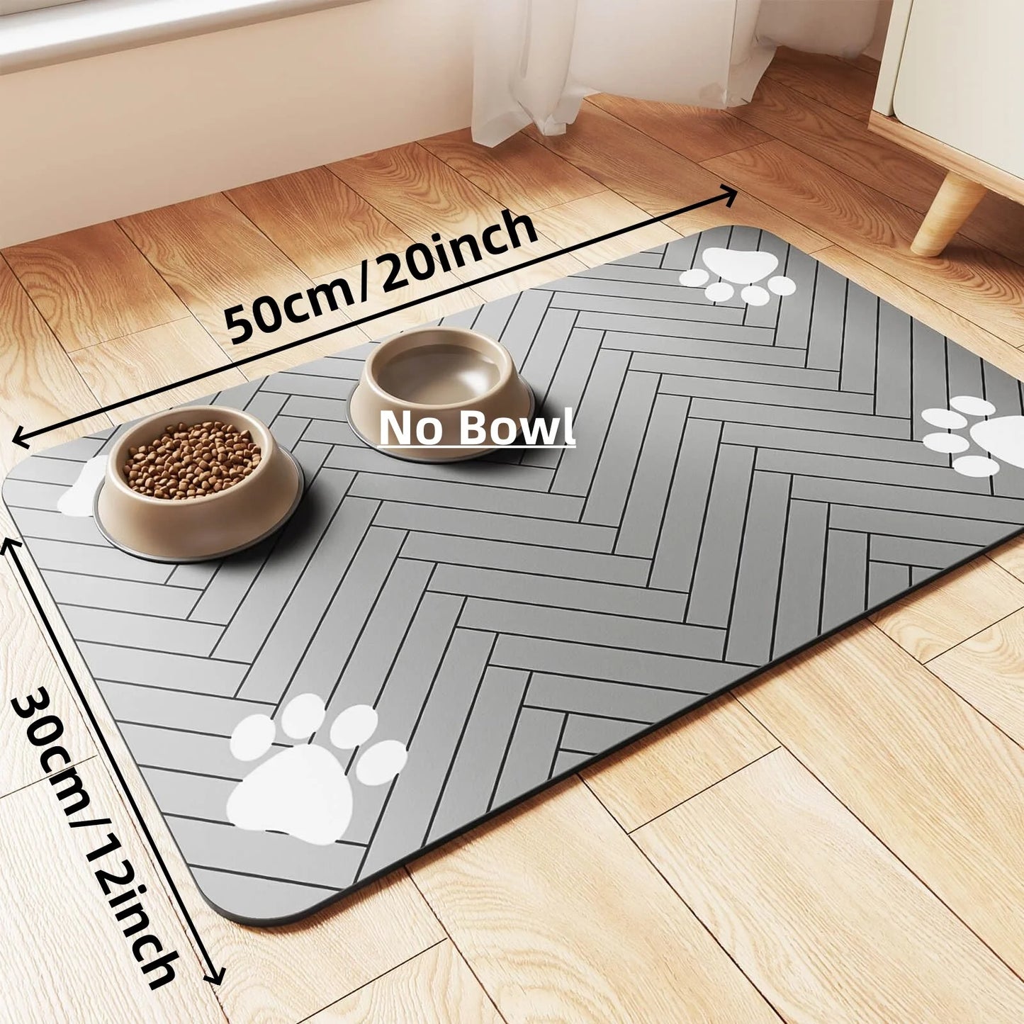 Pet Feeding Mat, Absorbent Placemat for Food & Water Bowls with Waterproof Rubber Backing