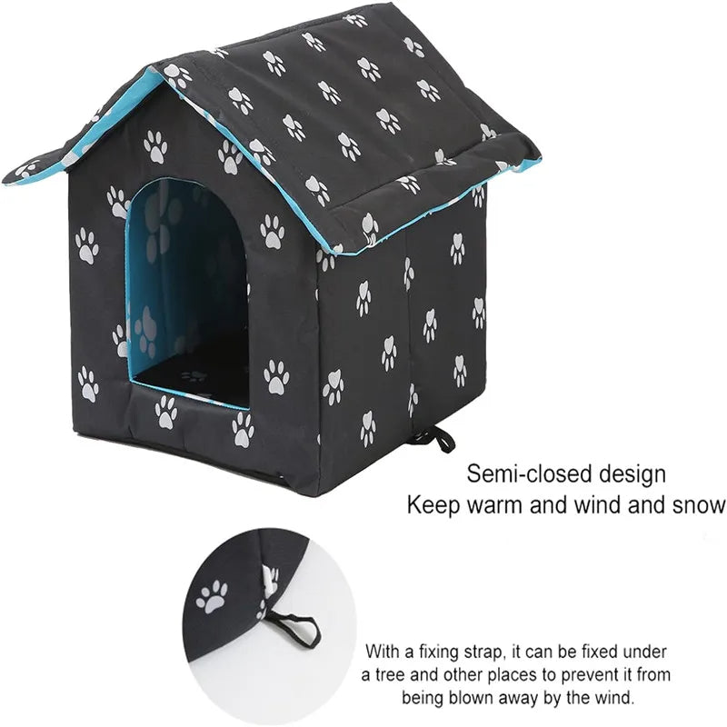 Waterproof Outdoor Cat House - Rainproof Dog Shelter, Foldable Pet Villa Tent, Collapsible Pet House for Cats and Small Dogs