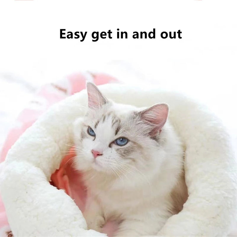 Warm Cat Sleeping Bag - Soft Tunnel Bed & Closed Pet House for Cats (2.5-7kg)