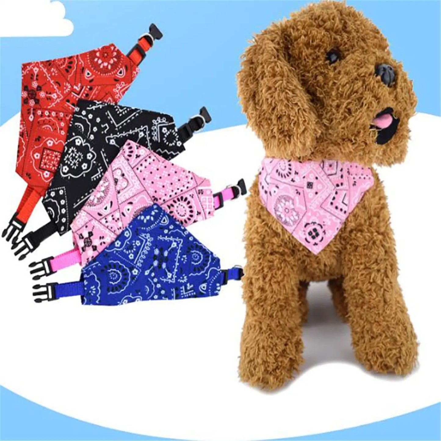 Adjustable Triangular Bandage Scarf for Pets - Washable Bandana Collar for Dogs & Cats