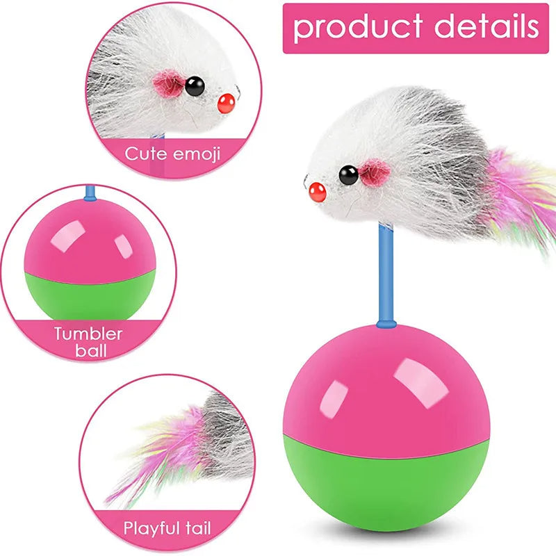 New Cat Toy Set – Self-Balancing Mouse Teaser for Cats