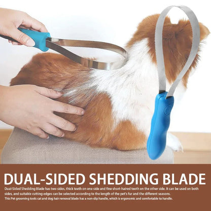 Metal Shedding Blade & Sweat Scraper for Dogs & Horses, Grooming Brush & Hair Care Tool