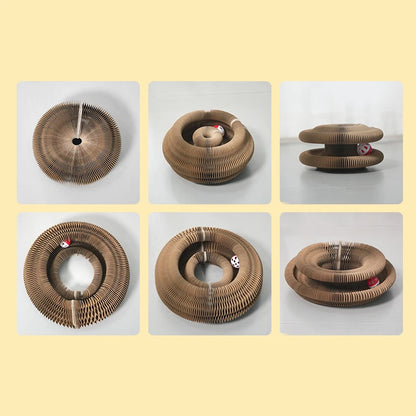 Magic Cat Round Corrugated Scratching Board with Ball Toy & Climbing Frame for Kittens