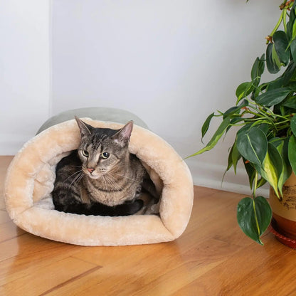 Warm Autumn Winter Cat Sleeping Bag – Semi-Enclosed Pet Nest, Removable & Washable