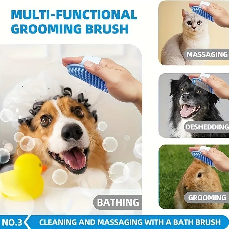 6pcs Pet Grooming Kit: Dog & Cat Hair Remover Brush, Non-Slip Cleaning Tools, Quick-Dry Towel for Effective Washing & Grooming