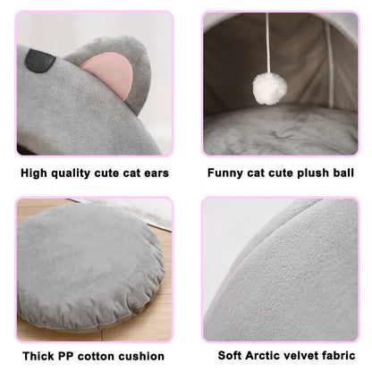 Super Warm Cat Bed - Cozy Pet Cave House for Kittens & Small Dogs, Tent-Style Cushion Mat for Comfortable Sleeping, Perfect Pet Supplies