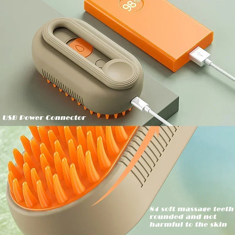 3-in-1 Steam Brush for Cats & Dogs - Electric Pet Grooming Comb with Steam Spray, Massage Function, and Hair Removal Anti-Splash Brush