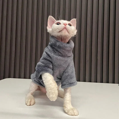 Fashionable Sphynx Cat Sweater & Pet Hoodie, Kitten Clothing & Jumpsuit for Cats and Small Dogs