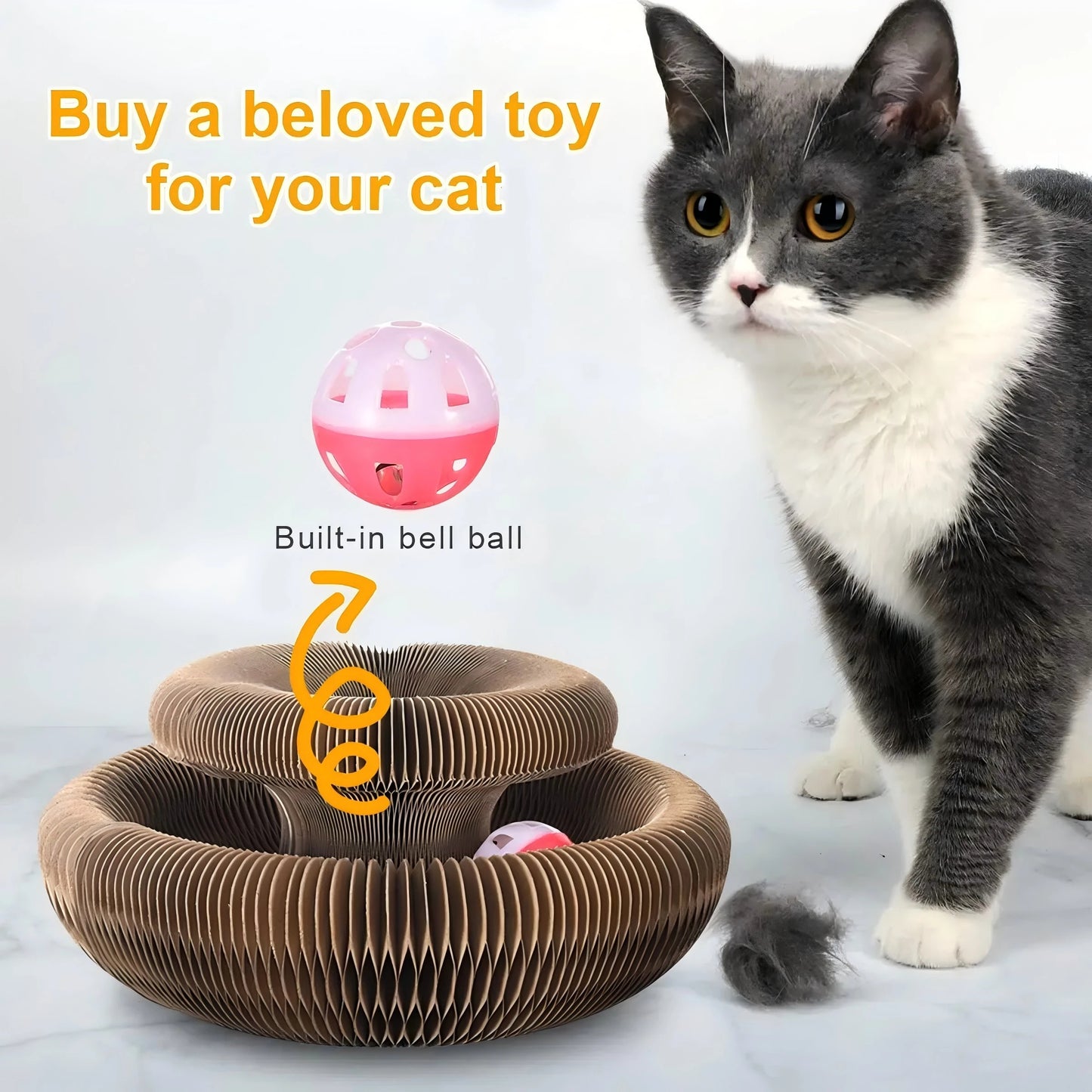 Magic Cat Round Corrugated Scratching Board with Ball Toy & Climbing Frame for Kittens