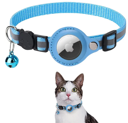 Cat AirTag Holder Collar Breakaway Reflective Strips Adjustable Kitten Collar Waterproof Cat Bell Collar Pet Air Tag Case