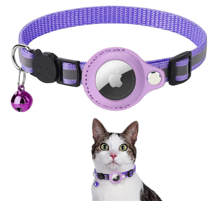 Cat AirTag Holder Collar Breakaway Reflective Strips Adjustable Kitten Collar Waterproof Cat Bell Collar Pet Air Tag Case