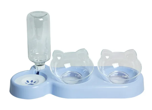 Pet Cat Bowl Automatic Feeder Water Dispenser