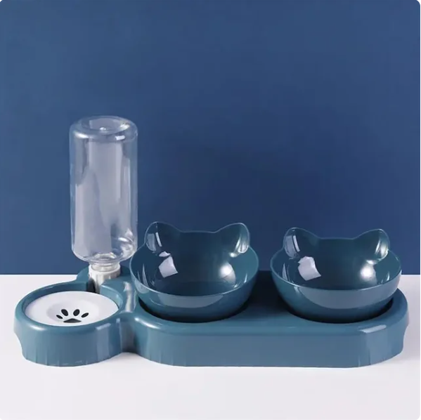 Pet Cat Bowl Automatic Feeder Water Dispenser