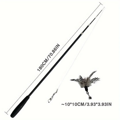 Telescopic Cat Teaser Wand – 4-Section Extendable Rod with Cartoon Design