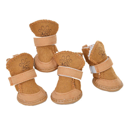 4Pcs Set Non-Slip Dog Boots - Warm Puppy Shoes for Small & Medium Dogs, Outdoor Foot Protection