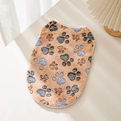 Soft Flannel Dog Clothes Cute Paw Print Vest for Small Medium Dogs