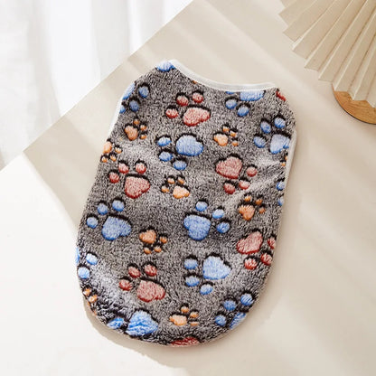 Soft Flannel Dog Clothes Cute Paw Print Vest for Small Medium Dogs