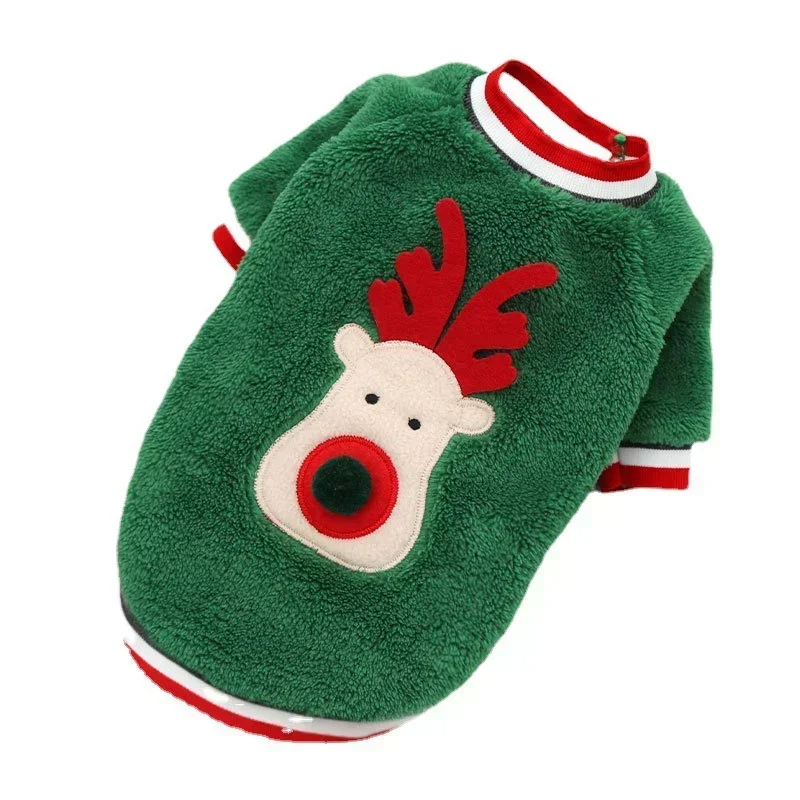 Dog Christmas Clothes - Winter Warm Elk & Santa Claus Hoodies for Small & Medium Dogs and Cats, Festive Pet Costume Coat