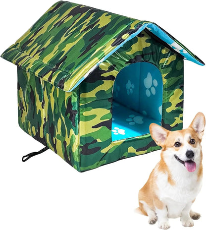 Waterproof Outdoor Cat House - Rainproof Dog Shelter, Foldable Pet Villa Tent, Collapsible Pet House for Cats and Small Dogs