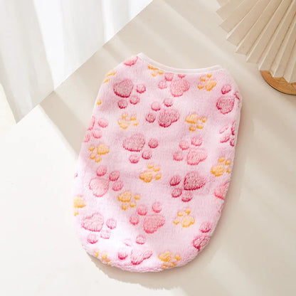 Soft Flannel Dog Clothes Cute Paw Print Vest for Small Medium Dogs