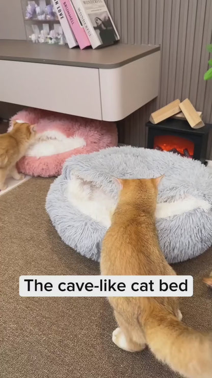 Warm Plush Cat Bed, Round Pet Mattress & Sleeping Nest for Small Dogs & Kittens