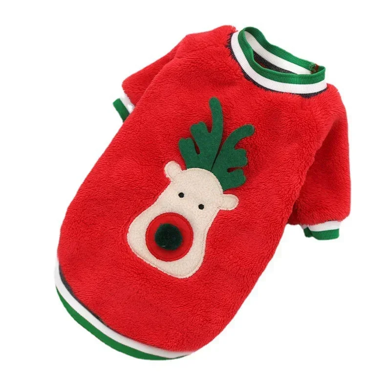 Dog Christmas Clothes - Winter Warm Elk & Santa Claus Hoodies for Small & Medium Dogs and Cats, Festive Pet Costume Coat