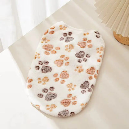 Soft Flannel Dog Clothes Cute Paw Print Vest for Small Medium Dogs